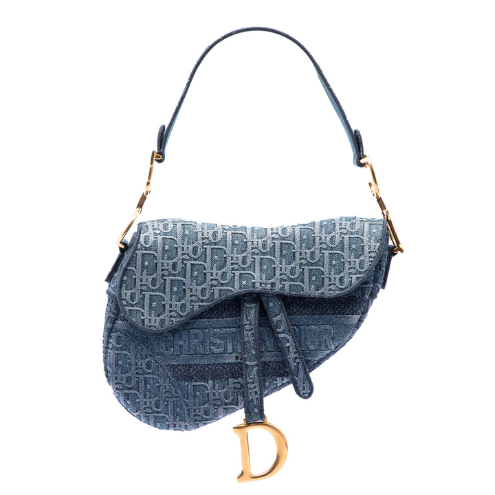 Dior brodé Saddle Sac Oblique Bleu
