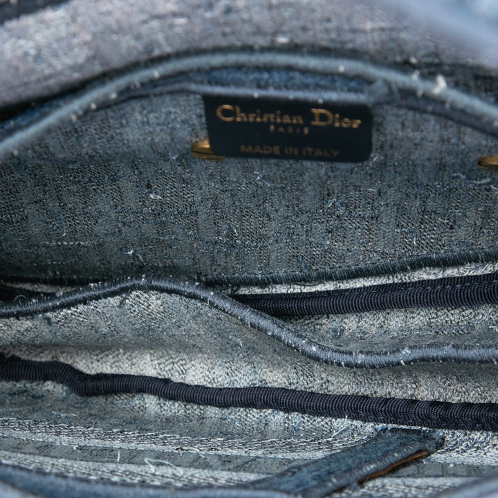 Dior brodé Saddle Sac Oblique Bleu