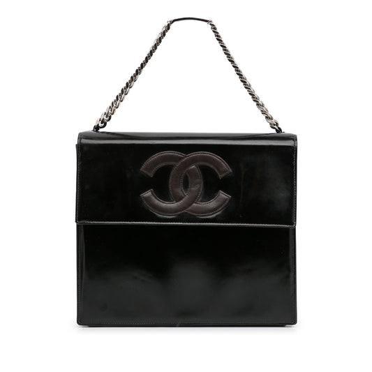 Patent Flap Handbag Black - Gaby Paris