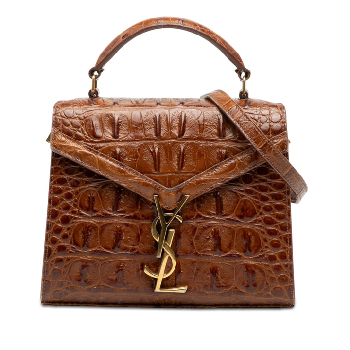 Saint Laurent Mini Croc embossé Cuir de veau Monogram Cassandra sac à anse supérieure