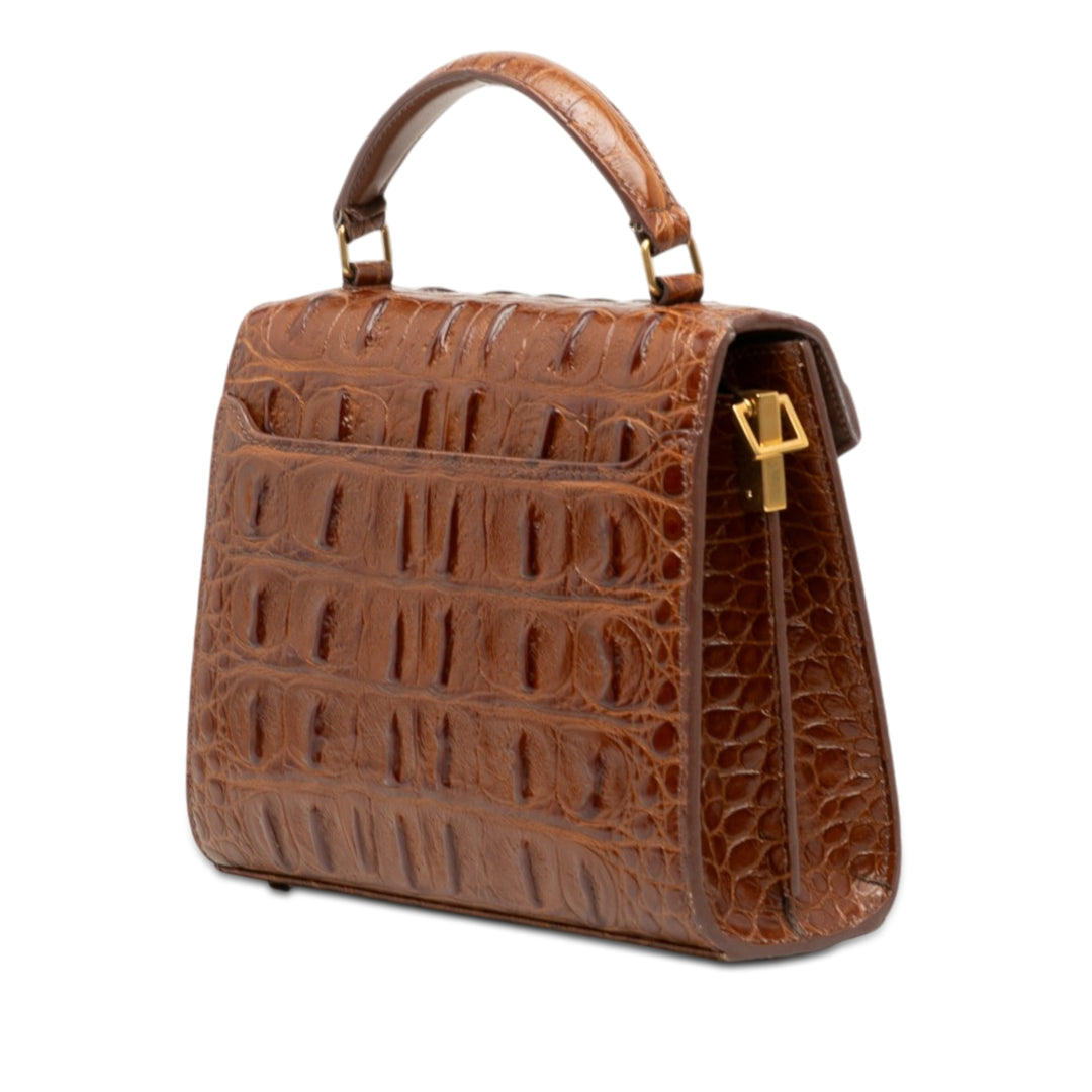 Saint Laurent Mini Croc embossé Cuir de veau Monogram Cassandra sac à anse supérieure