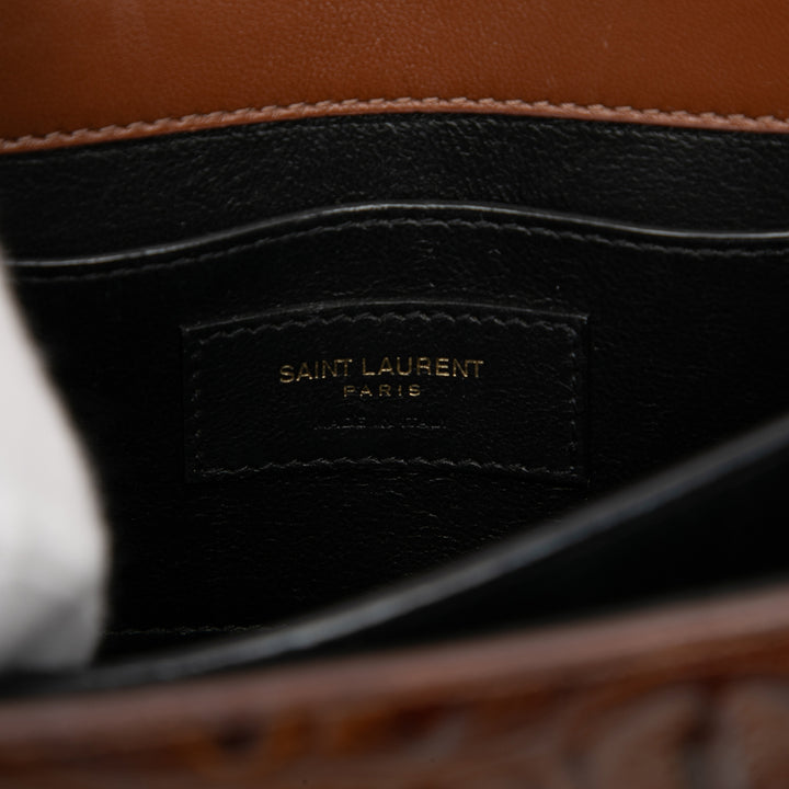 Saint Laurent Mini Croc embossé Cuir de veau Monogram Cassandra sac à anse supérieure
