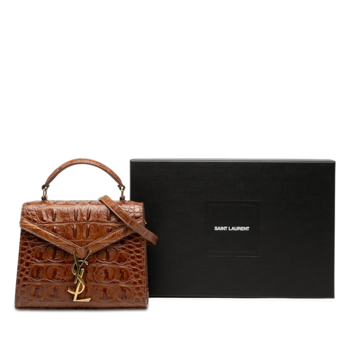 Saint Laurent Mini Croc embossé Cuir de veau Monogram Cassandra sac à anse supérieure