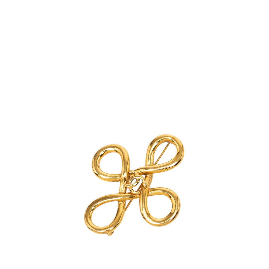 CC plaqué Infinity Knot Back Pin Broche Doré