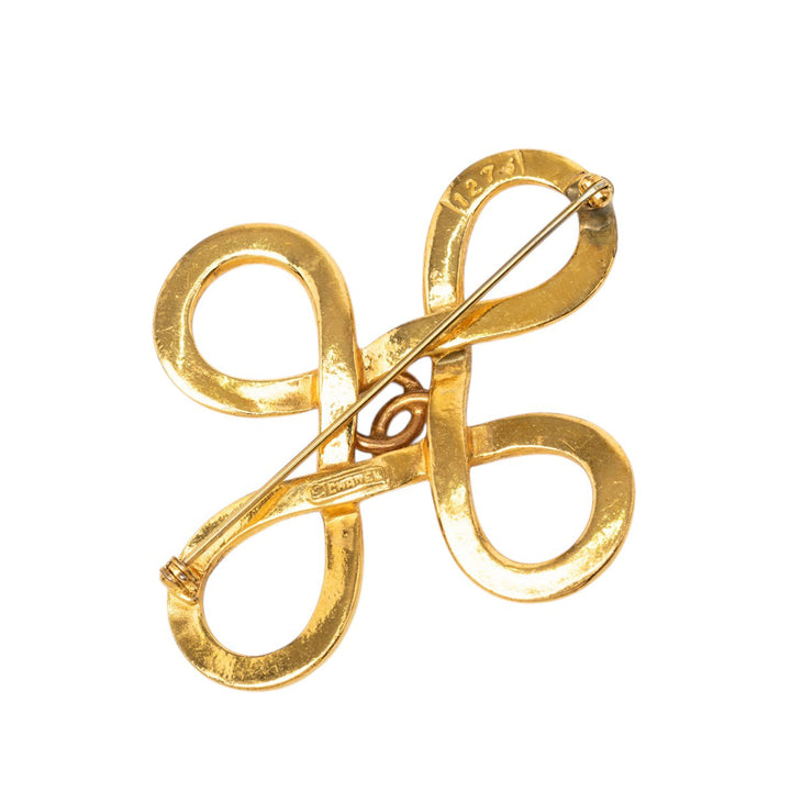 CC plaqué Infinity Knot Back Pin Broche Doré