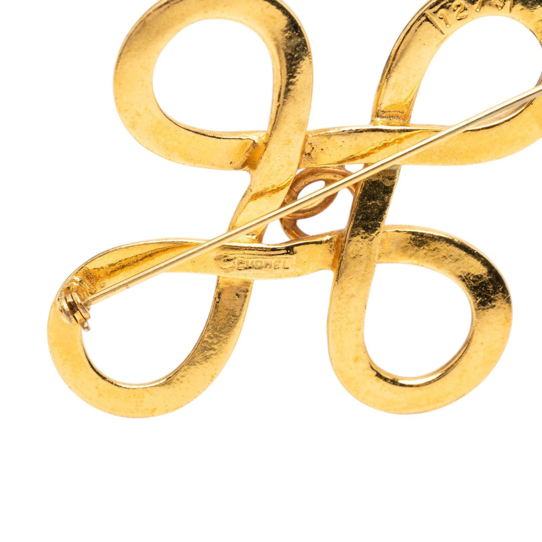 CC plaqué Infinity Knot Back Pin Broche Doré