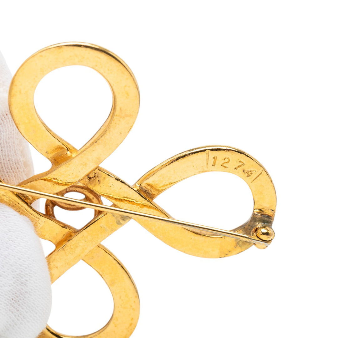CC plaqué Infinity Knot Back Pin Broche Doré