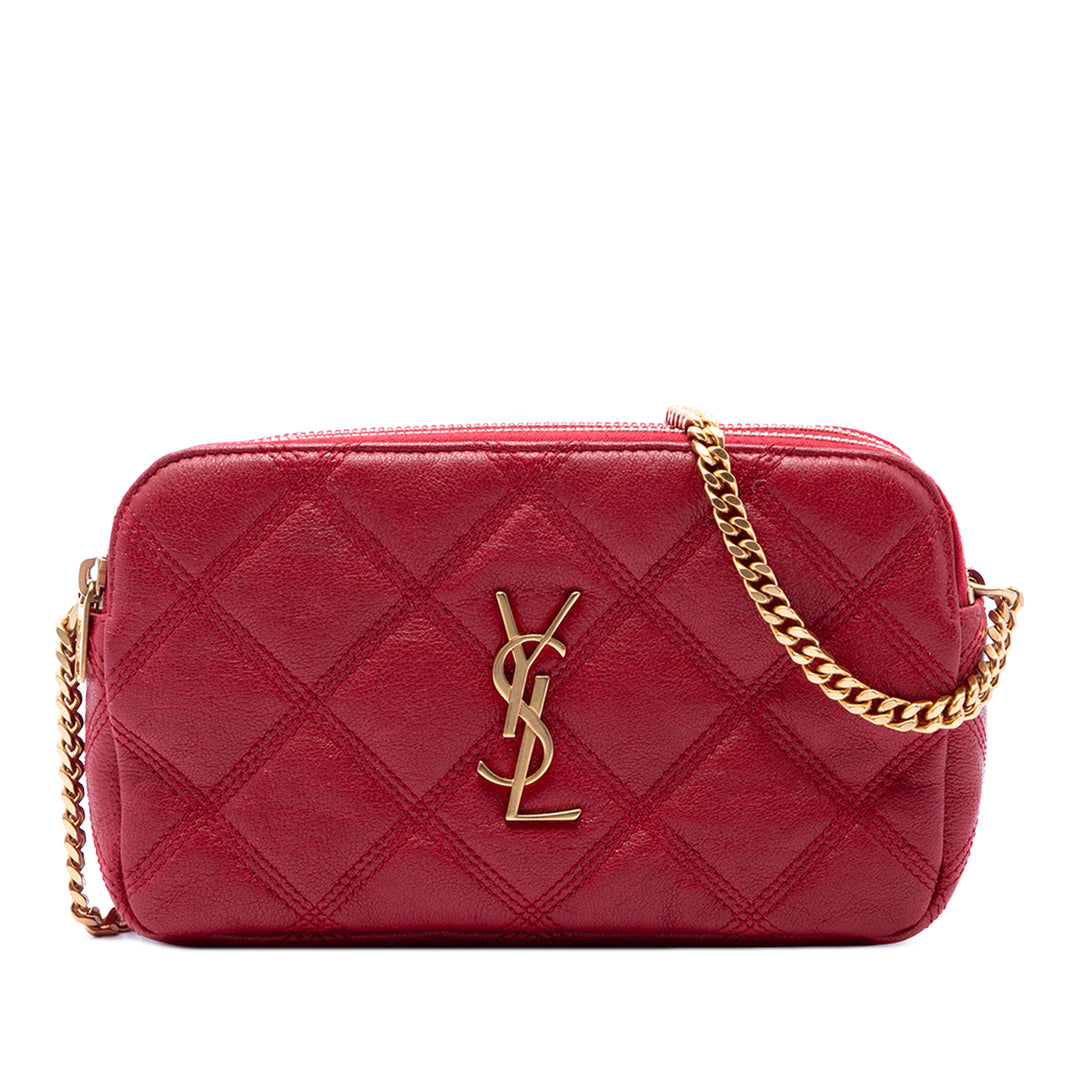 Saint Laurent Mini Matelassé Cuir d’agneau Becky Double Zip Sac porté croisé