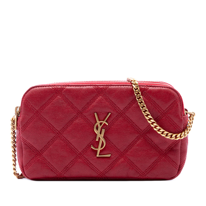 Saint Laurent Mini Matelassé Cuir d’agneau Becky Double Zip Sac porté croisé