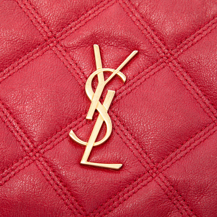 Saint Laurent Mini Matelassé Cuir d’agneau Becky Double Zip Sac porté croisé