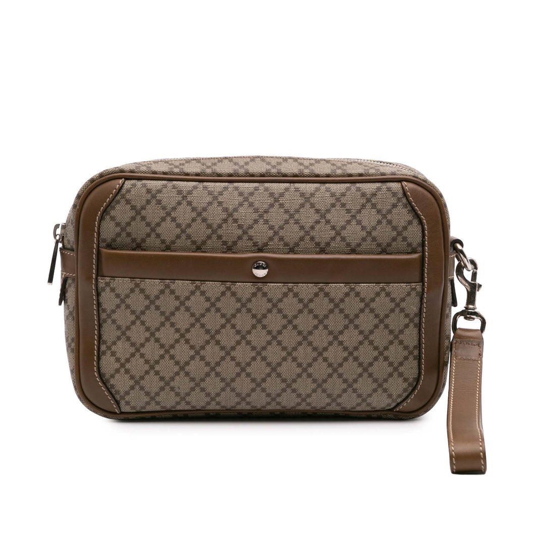 Diamante Coated Canvas Clutch Brown - Gaby Paris