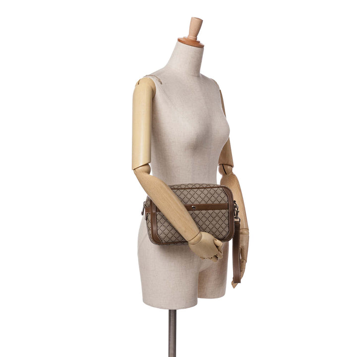 Diamante Coated Canvas Clutch Brown - Gaby Paris