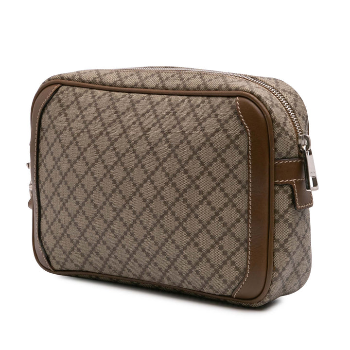 Diamante Coated Canvas Clutch Brown - Gaby Paris