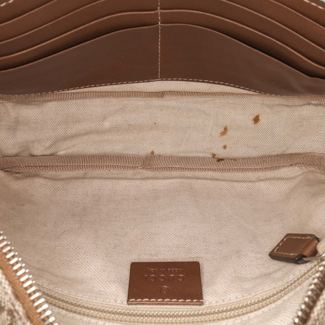 Diamante Coated Canvas Clutch Brown - Gaby Paris