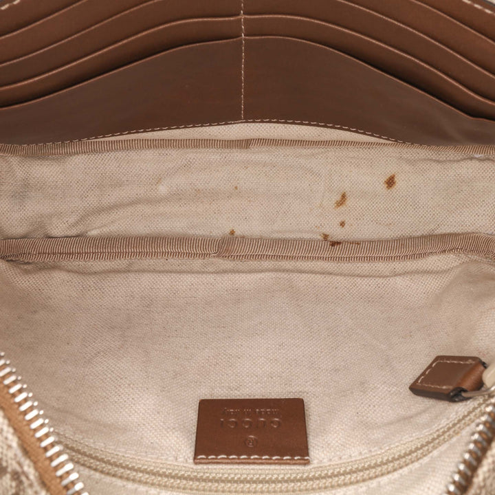Diamante Coated Canvas Clutch Brown - Gaby Paris