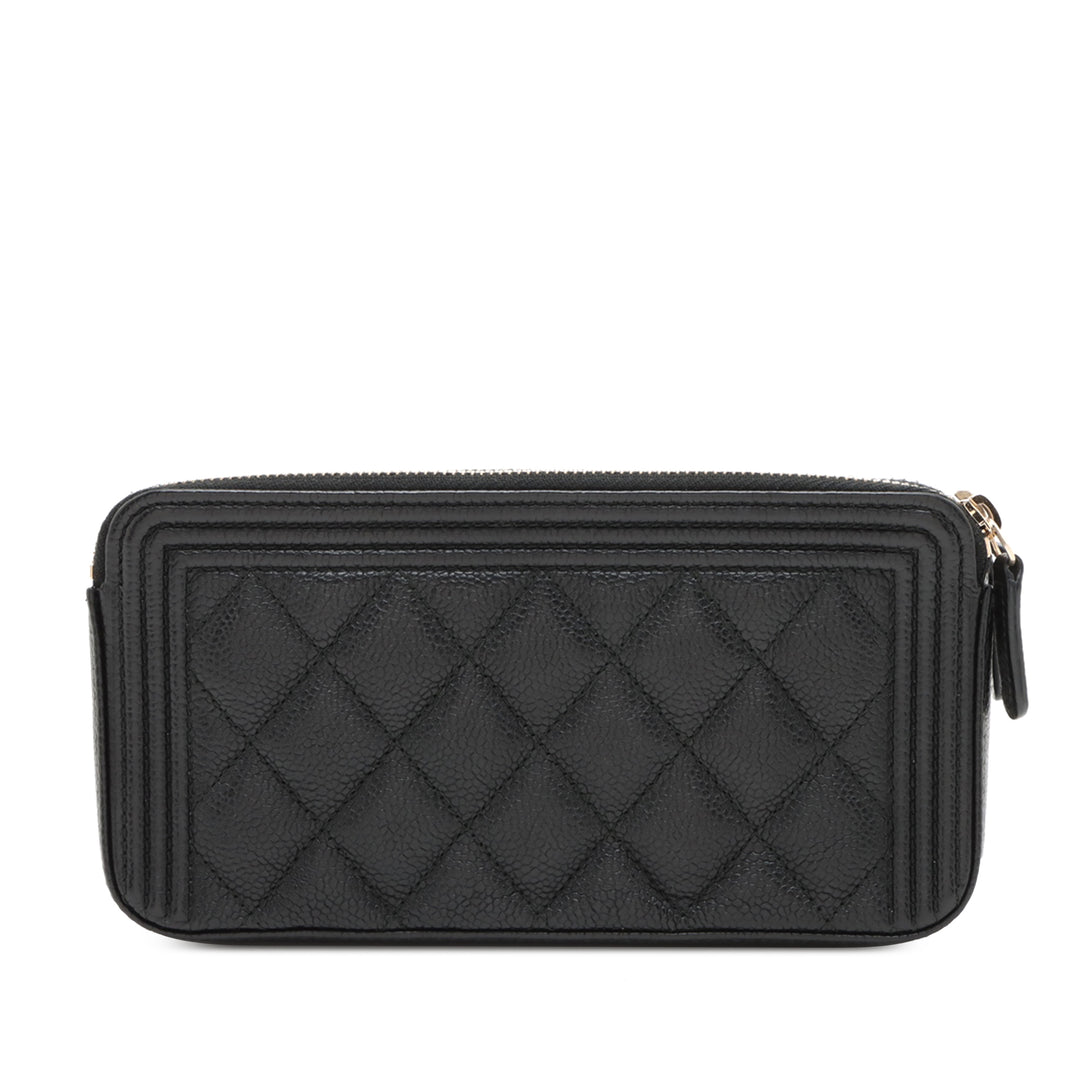 Chanel Small Quilted Caviar Boy Pochette With Chain Noir