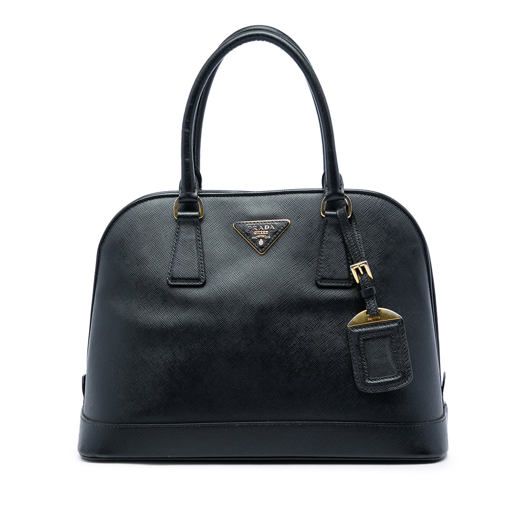 Prada Vernice Open Promenade Sac Moyen Saffiano Noir – vue principale – GABY PARIS