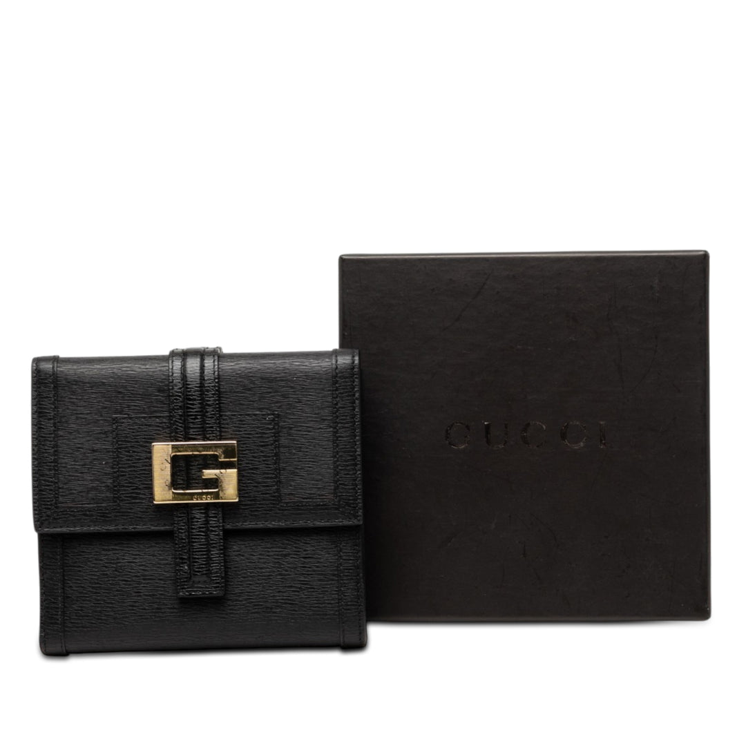 Gucci Textured Cuir de veau G Square Logo Bifold Portefeuille