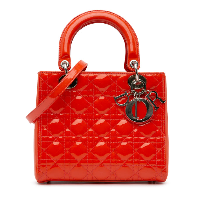 Medium Patent Cannage Lady Dior Red - Gaby Paris