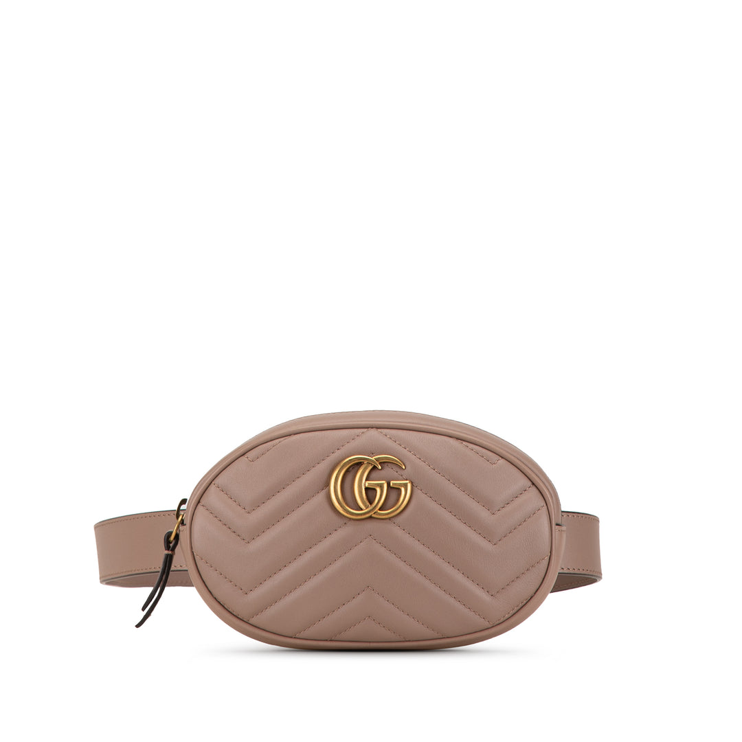 GG Marmont Matelasse Belt Bag Brown - Gaby Paris