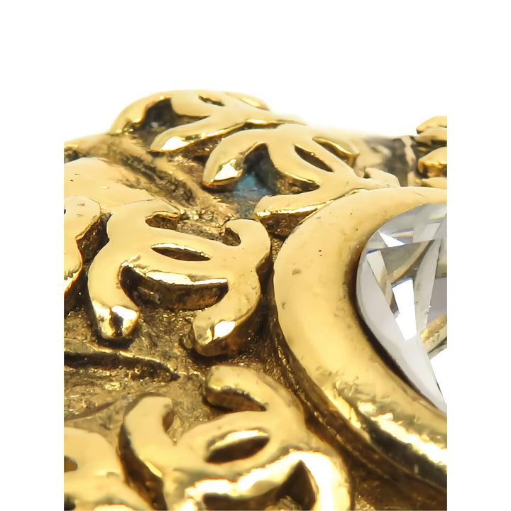 Chanel CC plaqué Cristal Rond À clip Boucles d'oreilles Doré – vue 10 – GABY PARIS