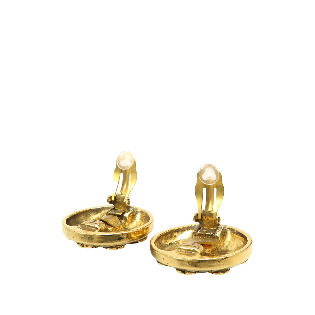 Chanel CC plaqué Cristal Rond À clip Boucles d'oreilles Doré – vue 14 – GABY PARIS