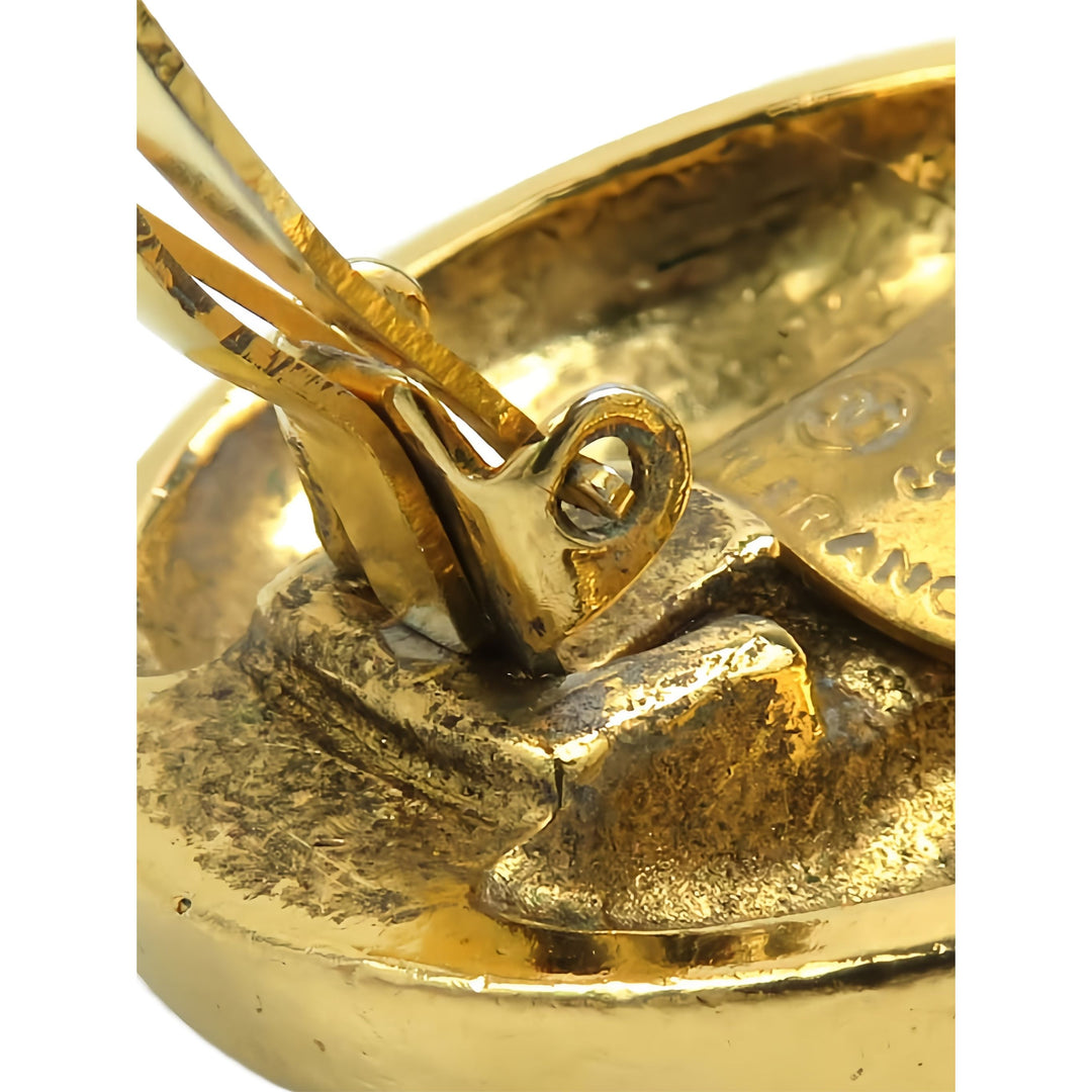 Chanel CC plaqué Cristal Rond À clip Boucles d'oreilles Doré – vue 6 – GABY PARIS