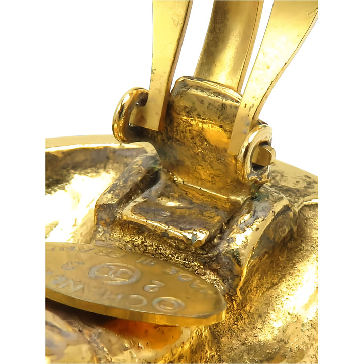 Chanel CC plaqué Cristal Rond À clip Boucles d'oreilles Doré – vue 7 – GABY PARIS