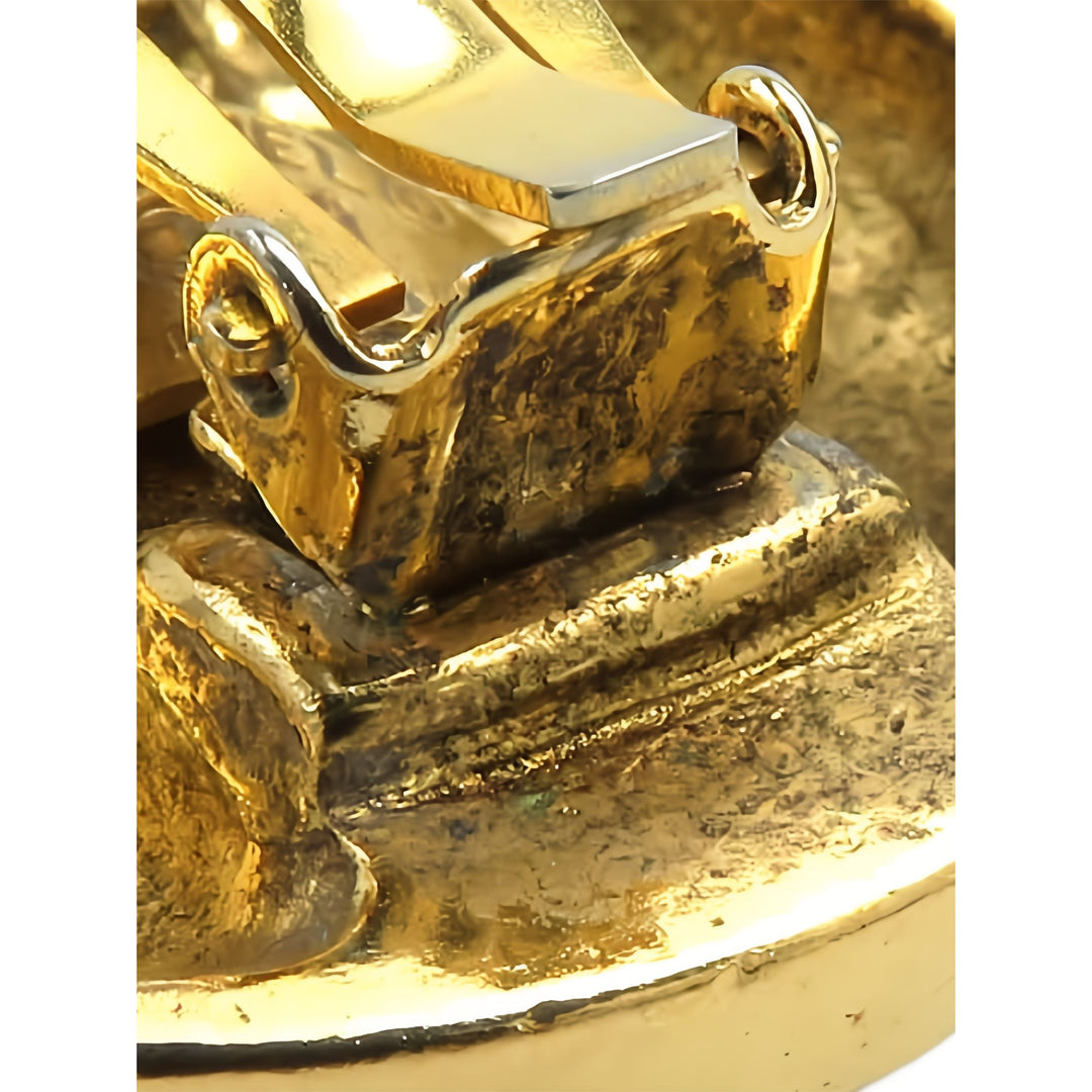 Chanel CC plaqué Cristal Rond À clip Boucles d'oreilles Doré – vue 9 – GABY PARIS