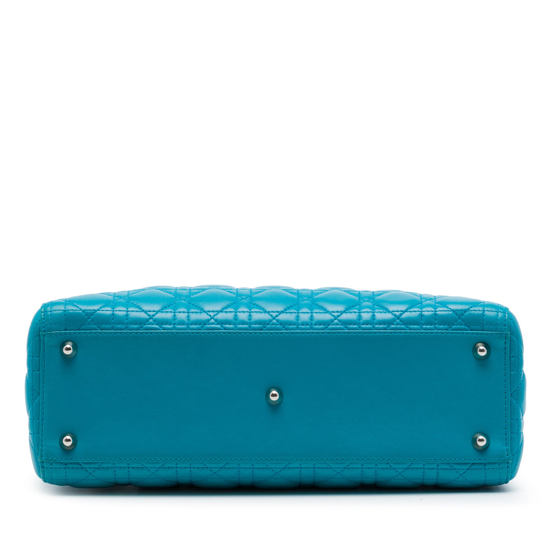 Lady Dior Cannage Grand Cuir d'agneau Bleu