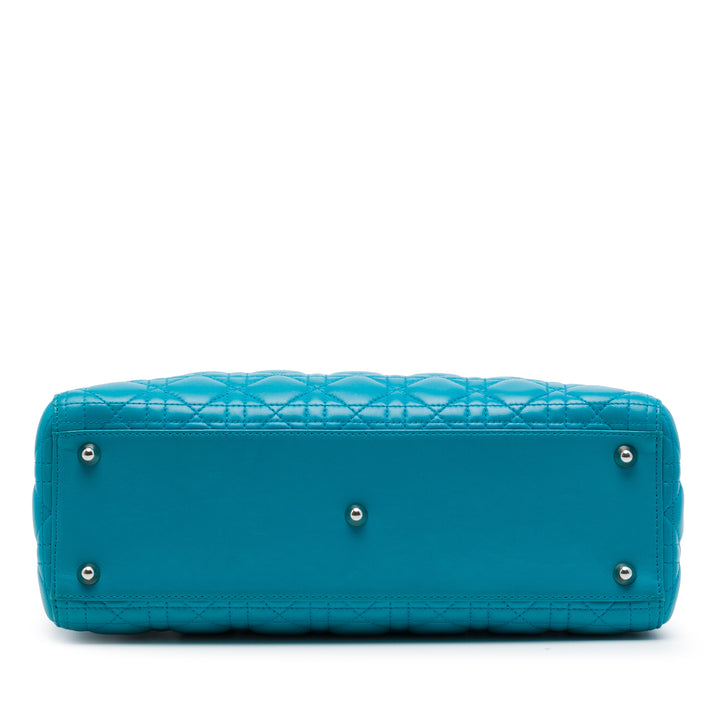 Lady Dior Cannage Grand Cuir d'agneau Bleu