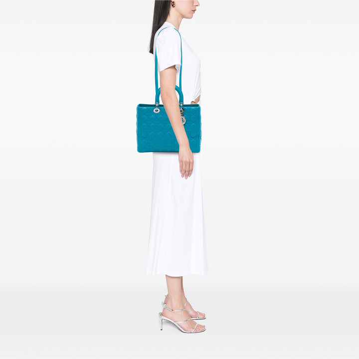 Lady Dior Cannage Grand Cuir d'agneau Bleu