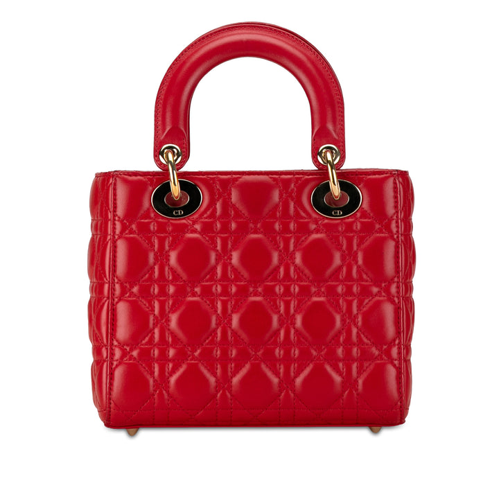 Small Lambskin Cannage Lucky Badges My Lady Dior Red - Gaby Paris