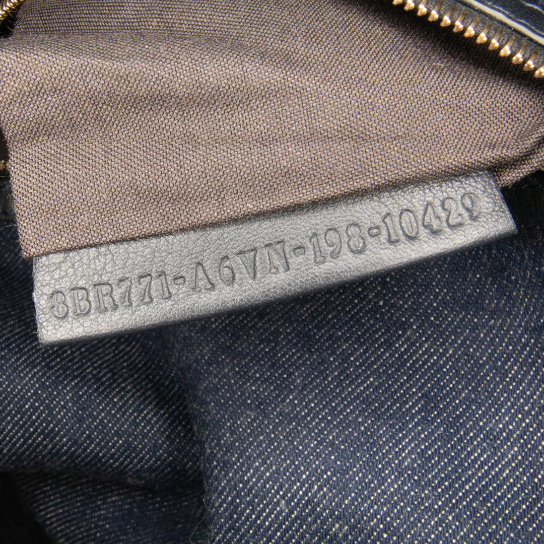 Large Denim Baguette Satchel Blue - Gaby Paris