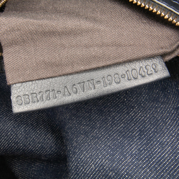 Large Denim Baguette Satchel Blue - Gaby Paris