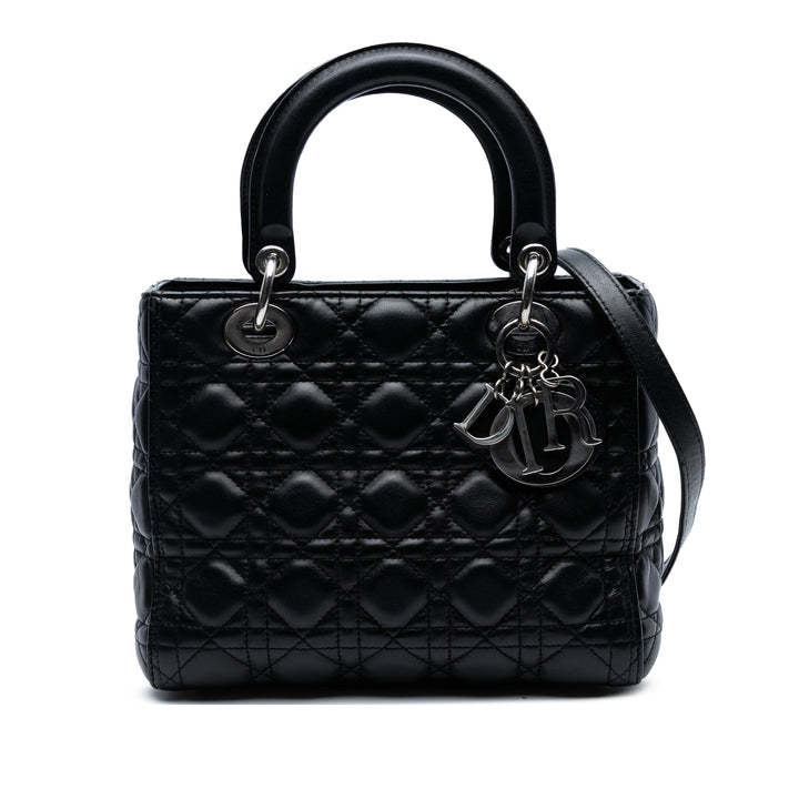 Dior Medium Cuir d’agneau Cannage Lady Dior Noir