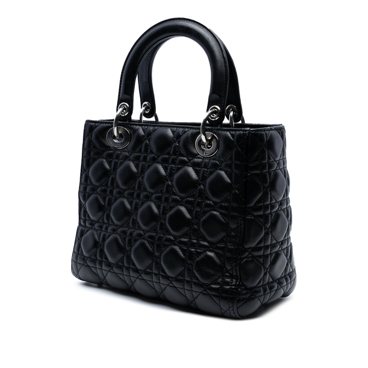 Dior Medium Cuir d’agneau Cannage Lady Dior Noir