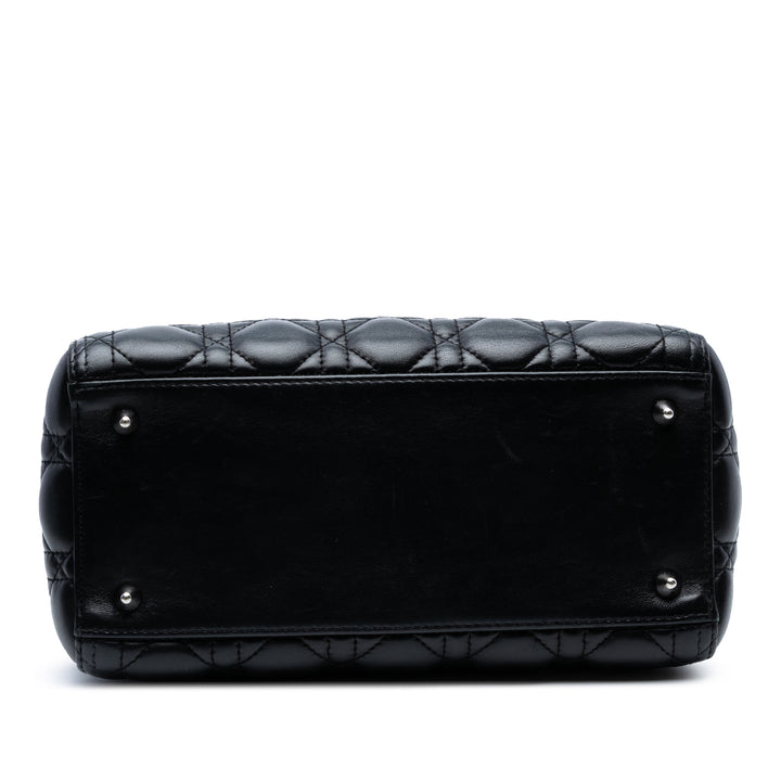 Dior Medium Cuir d’agneau Cannage Lady Dior Noir