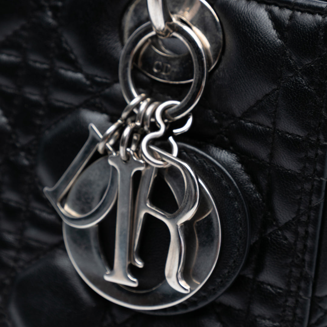 Dior Medium Cuir d’agneau Cannage Lady Dior Noir
