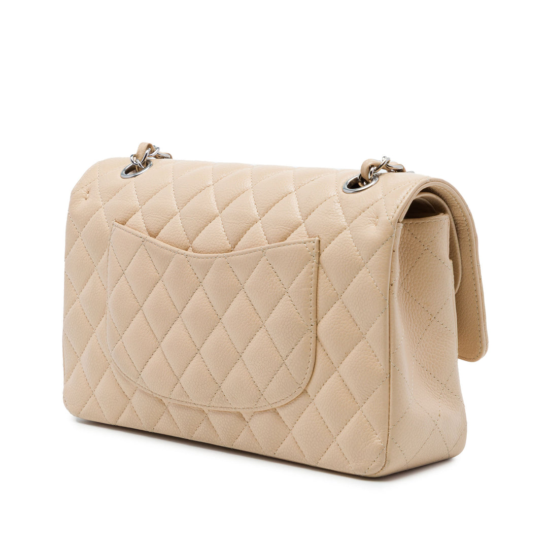 Classic Double rabat Moyen Cuir caviar Beige