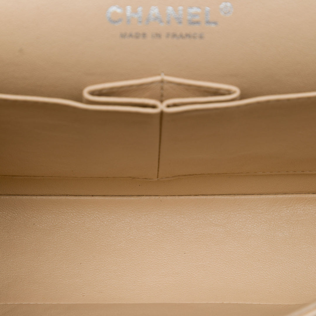 Classic Double rabat Moyen Cuir caviar Beige