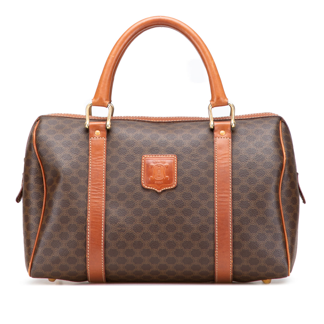 Macadam Coated Canvas Boston Bag Brown - Gaby Paris