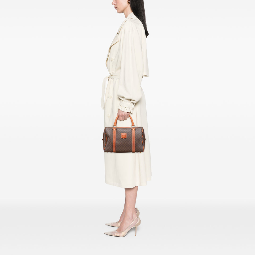 Macadam Coated Canvas Boston Bag Brown - Gaby Paris