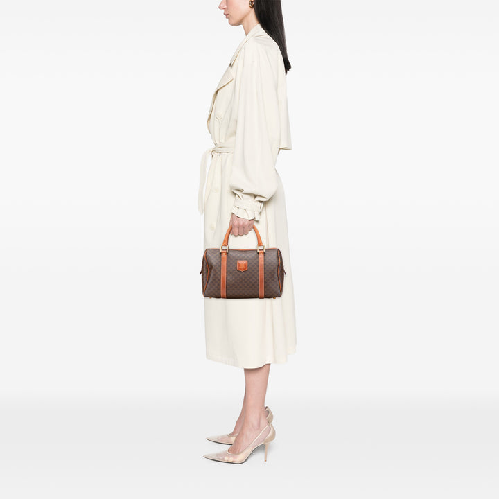 Macadam Coated Canvas Boston Bag Brown - Gaby Paris