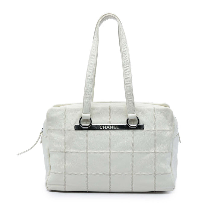 Chocolate Bar LAX Bowler Sac Cuir caviar Blanc