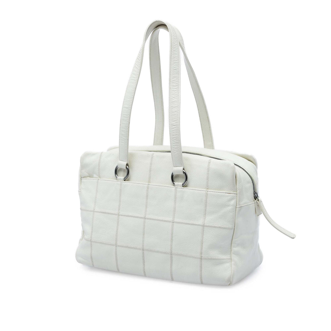 Chocolate Bar LAX Bowler Sac Cuir caviar Blanc