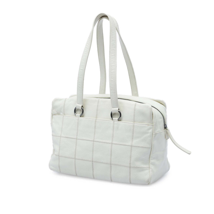 Chocolate Bar LAX Bowler Sac Cuir caviar Blanc