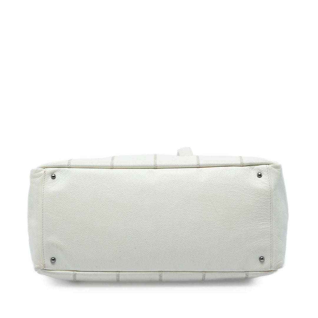 Chocolate Bar LAX Bowler Sac Cuir caviar Blanc