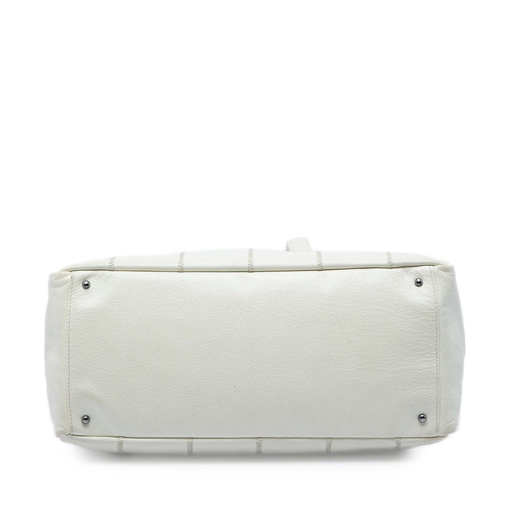 Chocolate Bar LAX Bowler Sac Cuir caviar Blanc