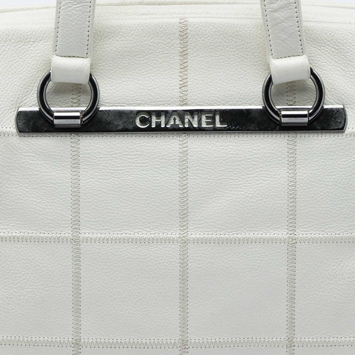 Chocolate Bar LAX Bowler Sac Cuir caviar Blanc
